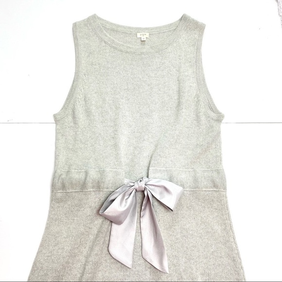 J.crew Cashmere Blend Wool Sleeveless Waist Bow Dress Light Gray - Picture 3 of 7